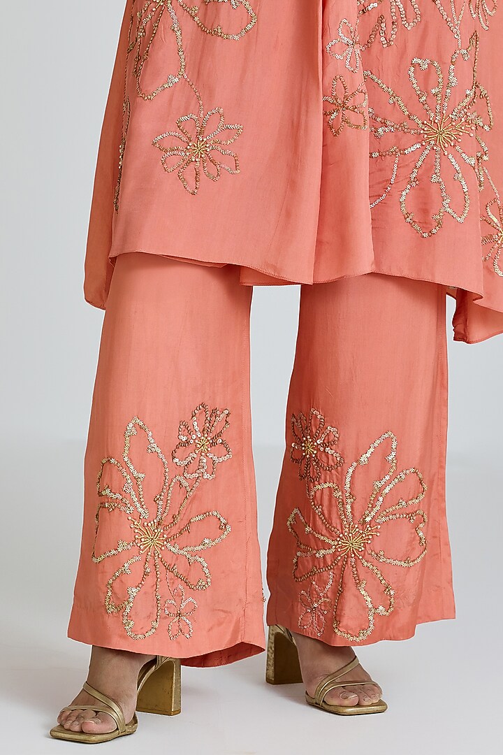 Sorbet-Colored Silk Thread Hand Embroidered Co-Ord Set by One not two at Pernia's Pop Up Shop