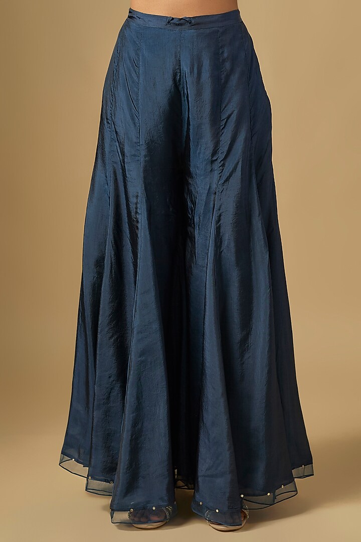 Navy Blue Silk Wedding Sharara Set by One not two at Pernia's Pop Up Shop