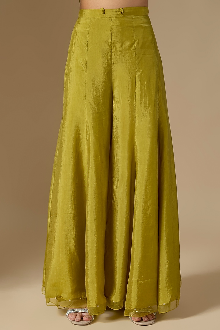 Green Silk Wedding Sharara Set by One not two at Pernia's Pop Up Shop