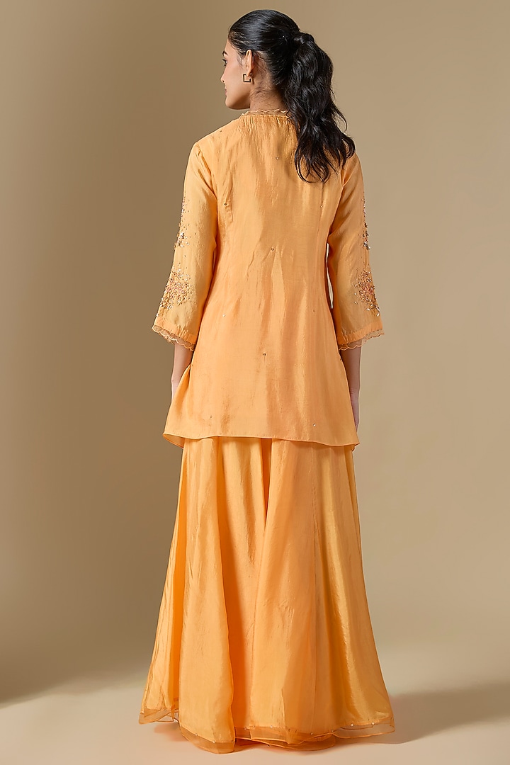 Orange Silk Wedding Sharara Set by One not two at Pernia's Pop Up Shop
