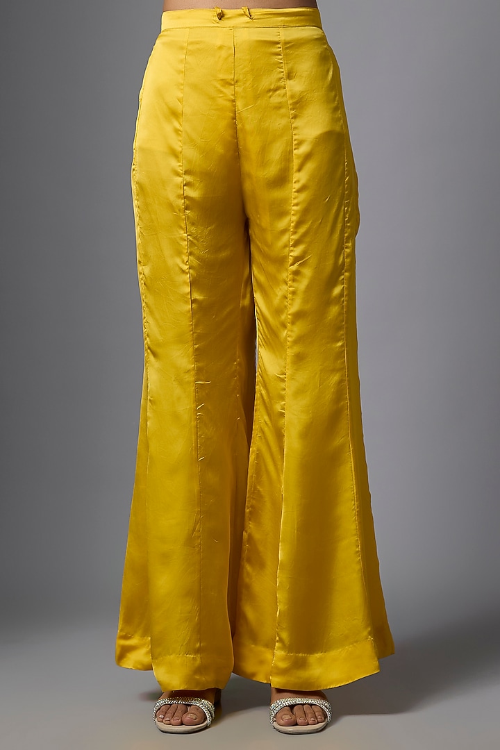 Amber Yellow Silk & Organza Sequin Embroidered Co-Ord Set by One not two at Pernia's Pop Up Shop