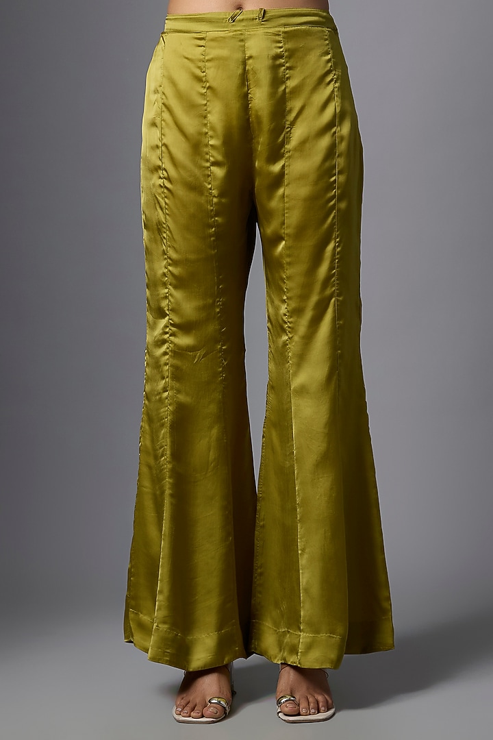 Henna Green Silk & Organza Sequin Embroidered Co-Ord Set by One not two at Pernia's Pop Up Shop