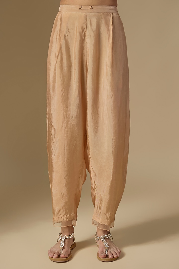 Beige Silk & Organza Hand Embroidered Kurta Set by One not two at Pernia's Pop Up Shop