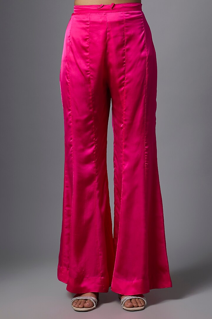 Hot Pink Satin Wedding Sharara Set by One not two at Pernia's Pop Up Shop