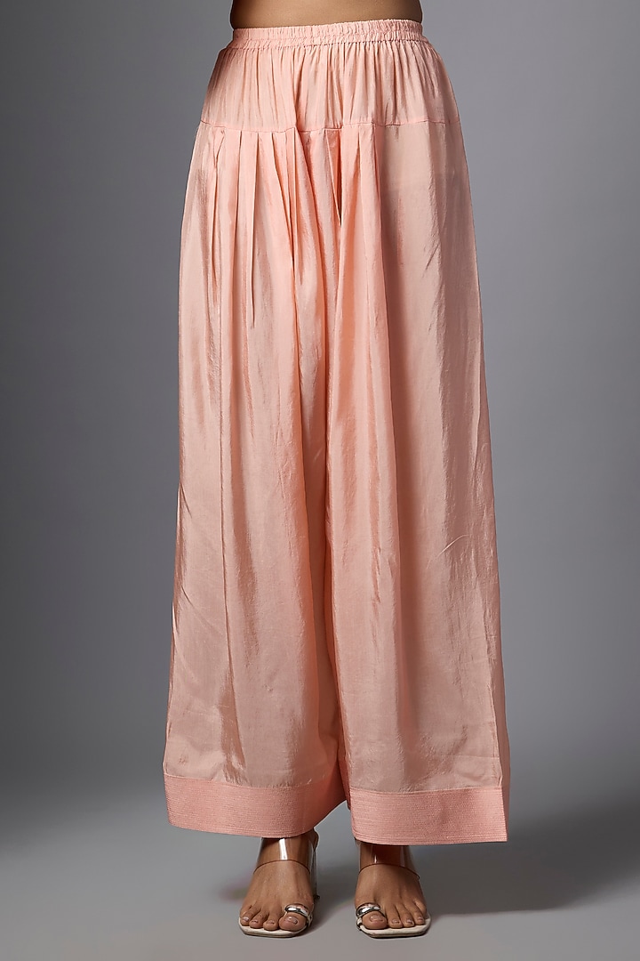 Blush Pink Silk Crystal Hand Embroidered Kurta Set by One not two at Pernia's Pop Up Shop