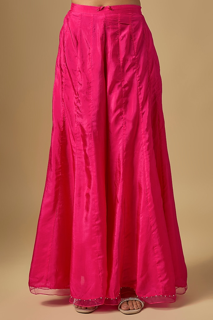 Hot Pink Silk Wedding Sharara Set by One not two at Pernia's Pop Up Shop