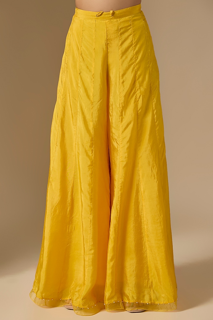 Amber Yellow Silk Wedding Sharara Set by One not two at Pernia's Pop Up Shop