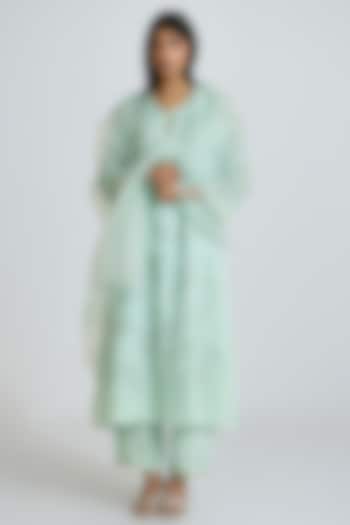 Opal Colored Silk Organza Sequins Embroidered Dupatta by One not two at Pernia's Pop Up Shop