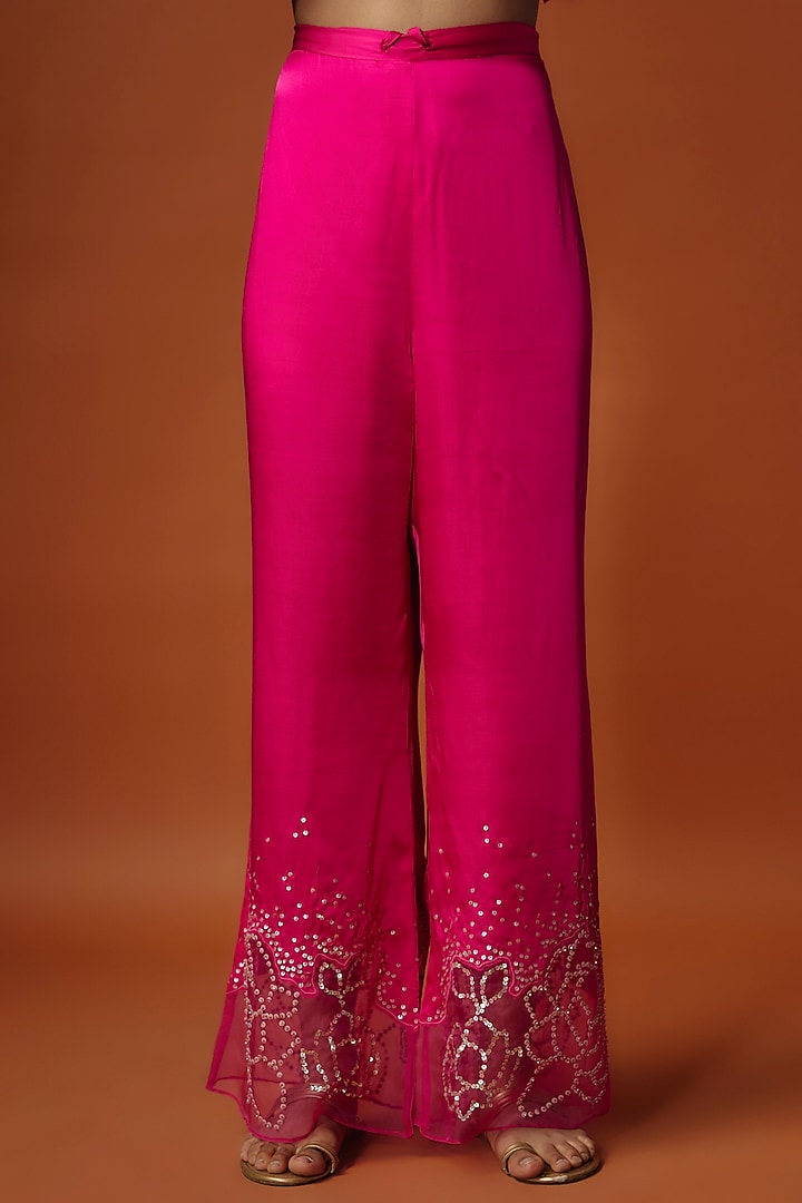 Pink Viscose Silk Floral Sequins Embroidered Tunic Set by One not two at Pernia's Pop Up Shop