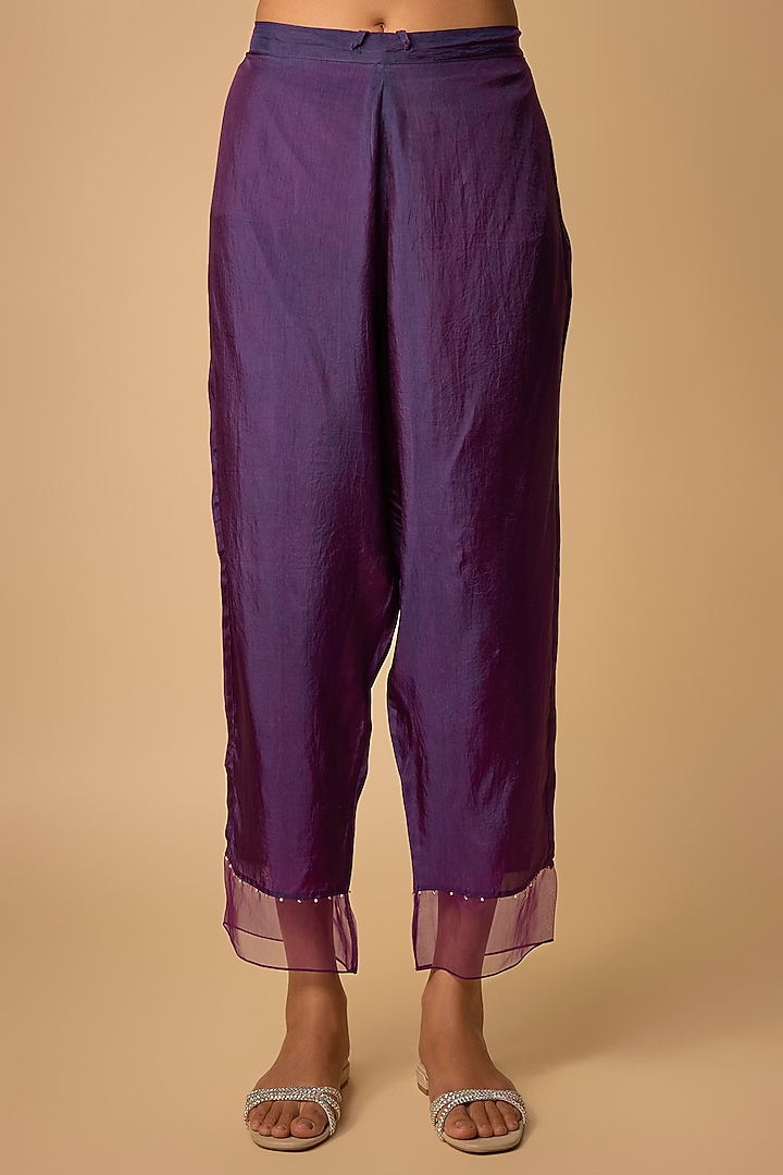 Violet Silk Beads Embroidered Kurta Set by One not two at Pernia's Pop Up Shop