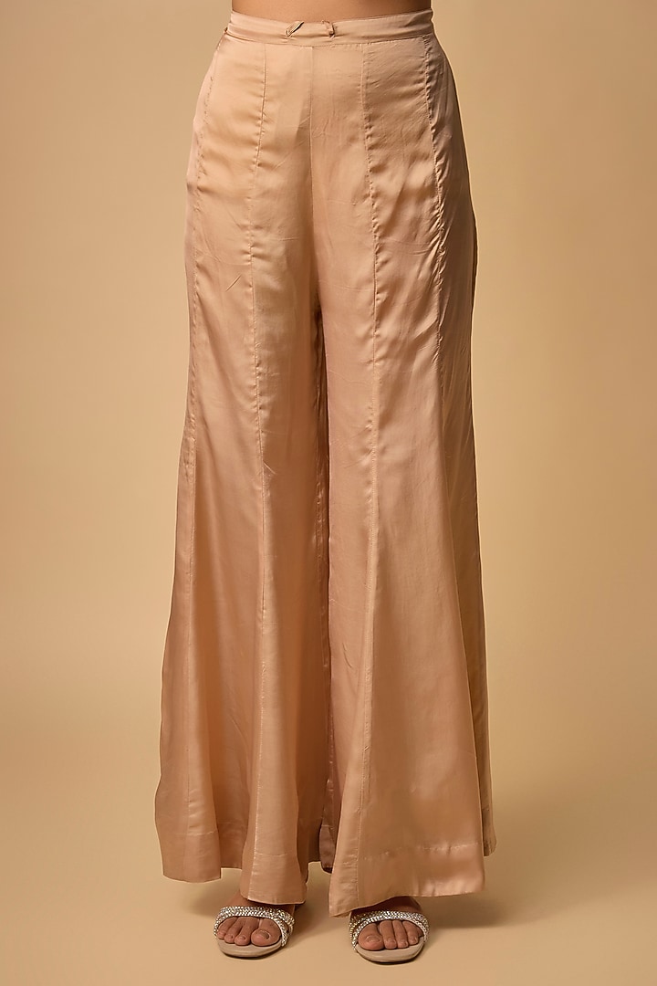 Golden Satin Wedding Sharara Set by One not two at Pernia's Pop Up Shop