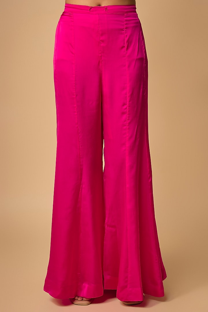 Hot Pink Satin Wedding Sharara Set by One not two at Pernia's Pop Up Shop