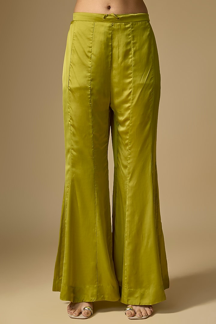 Henna Green Silk Hand Embroidered Co-Ord Set by One not two at Pernia's Pop Up Shop