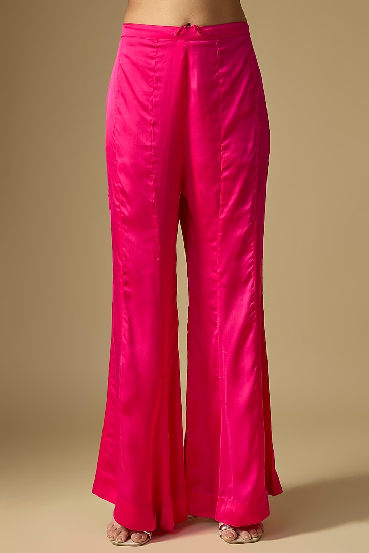 Hot Pink Silk Hand Embroidered Co-Ord Set by One not two at Pernia's Pop Up Shop