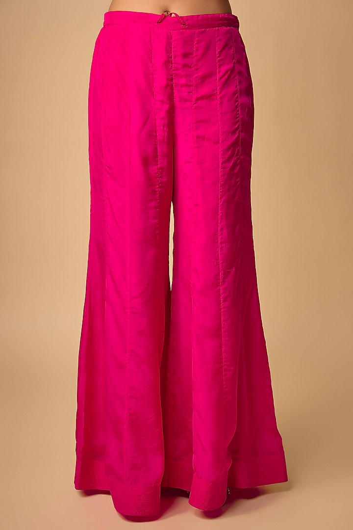 Hot Pink Organza Beads Embroidered Jacket Set by One not two at Pernia's Pop Up Shop