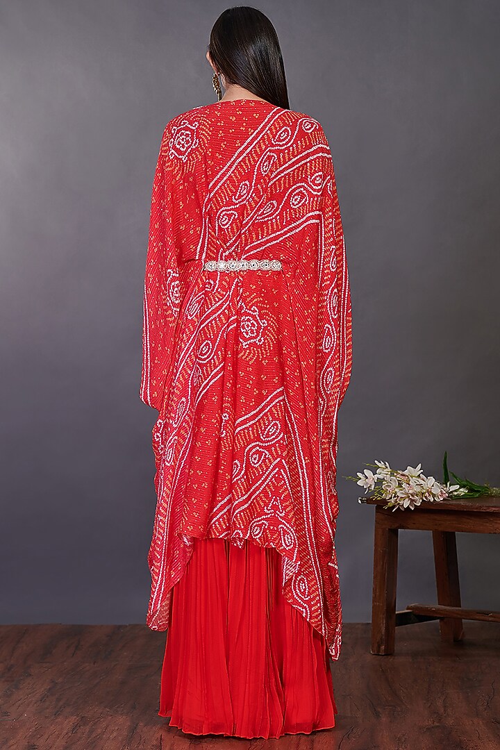 Red Embroidered Cape Set by Onaya at Pernia's Pop Up Shop