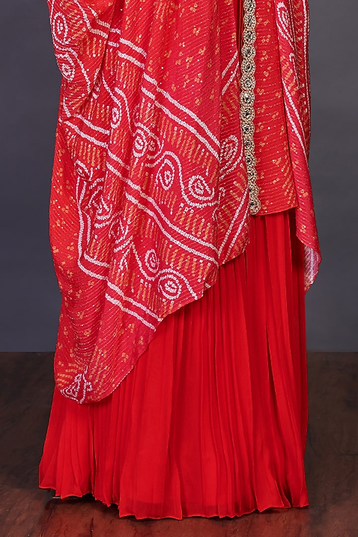 Red Embroidered Cape Set by Onaya at Pernia's Pop Up Shop