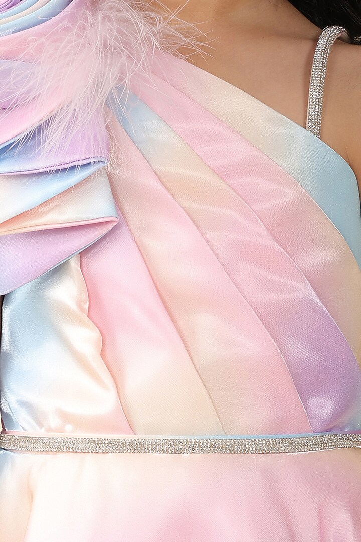Multi-Colored Poly Silk One-Shoulder Dress For Girls by A.T.U.N. (All Things Uber Nice) at Pernia's Pop Up Shop