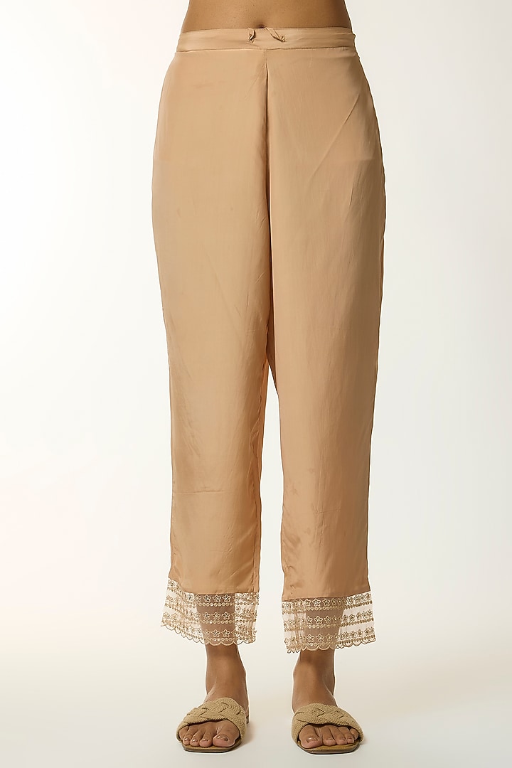 Gold Silk & Organza Thread Embroidered Kurta Set by One not two at Pernia's Pop Up Shop