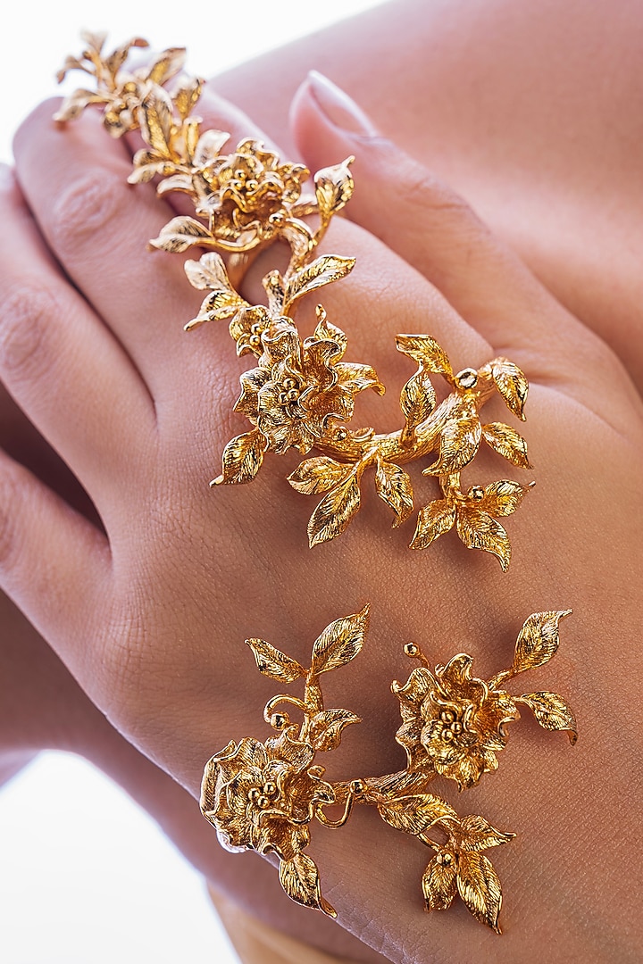 Gold Plated Handcrafted Floral Hand Harness by Opalina at Pernia's Pop Up Shop