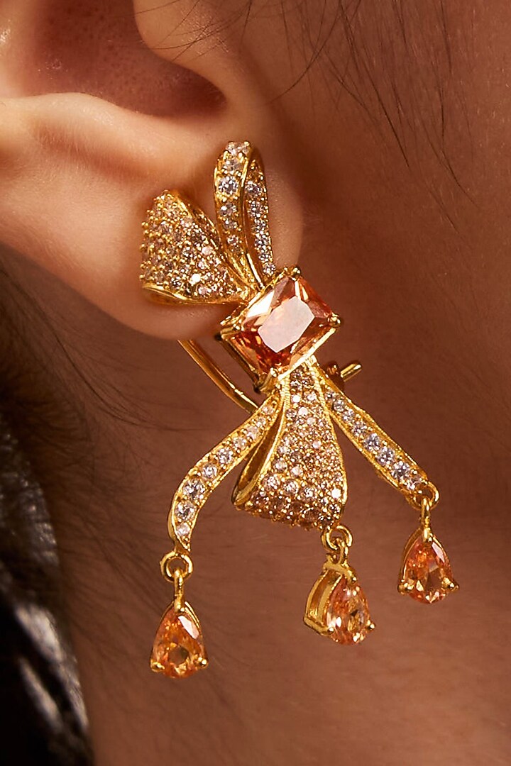 Gold Plated Diamond Handcrafted Stud Earrings by Opalina at Pernia's Pop Up Shop