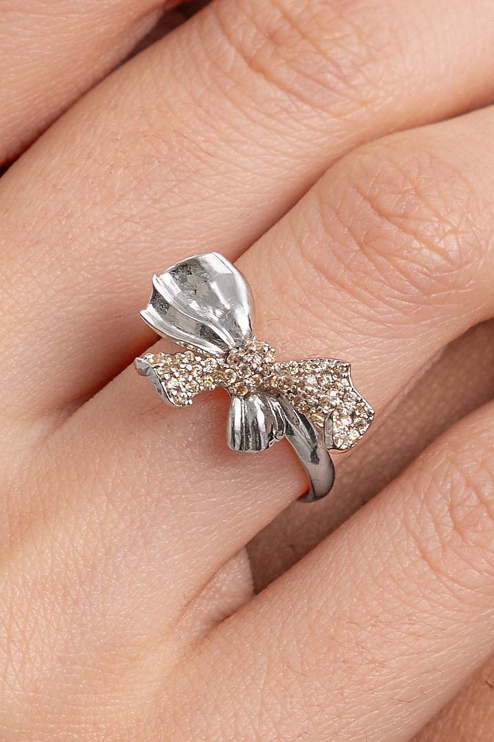 Silver Plated Champagne Stone Handcrafted Ring by Opalina at Pernia's Pop Up Shop