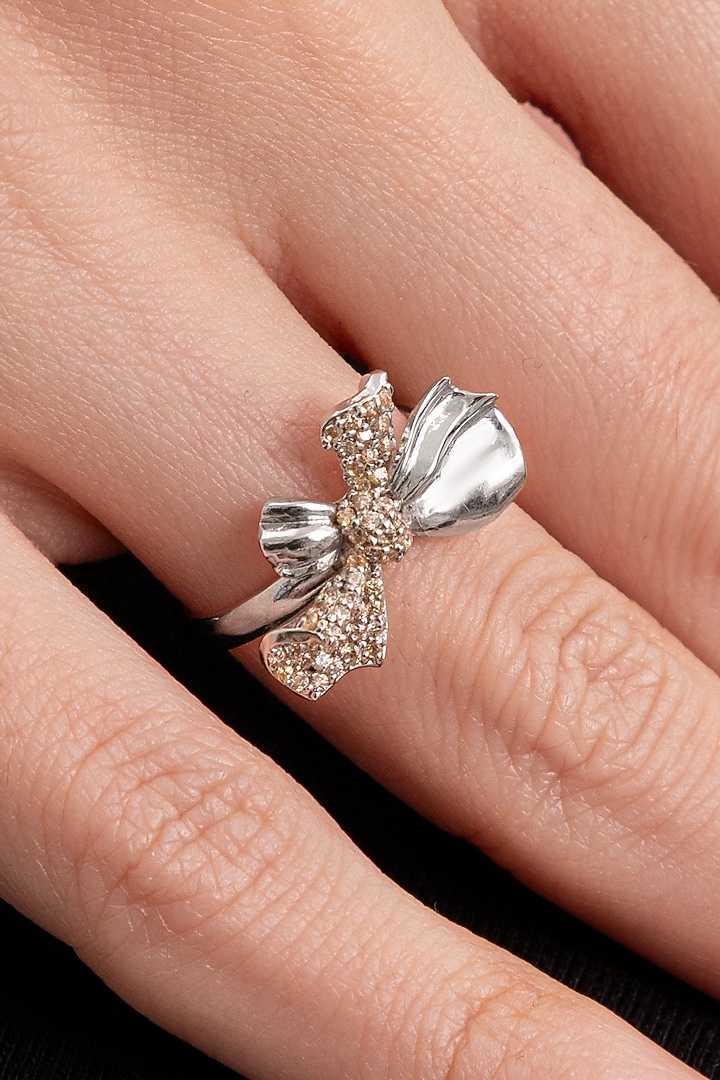 Silver Plated Champagne Stone Handcrafted Ring by Opalina at Pernia's Pop Up Shop