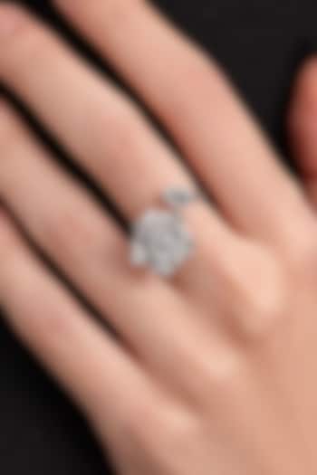 Silver Plated Diamond Floral Ring by Opalina at Pernia's Pop Up Shop