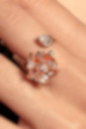 Rose Gold Plated Diamond Floral Ring by Opalina at Pernia's Pop Up Shop