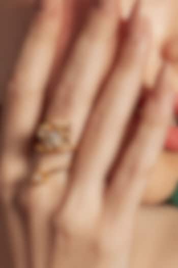 Gold Plated Diamond Floral Ring by Opalina at Pernia's Pop Up Shop
