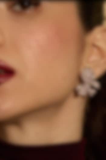 Silver Plated Champagne Stone Handcrafted Stud Earrings by Opalina at Pernia's Pop Up Shop