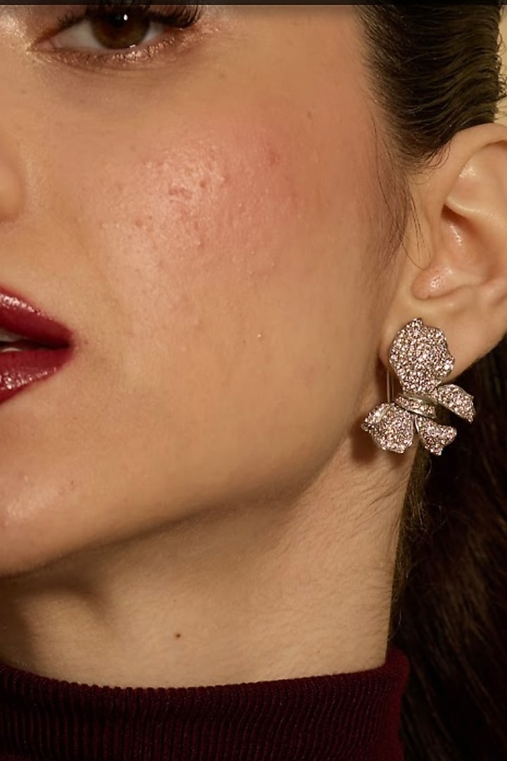 Silver Plated Champagne Stone Handcrafted Stud Earrings by Opalina at Pernia's Pop Up Shop