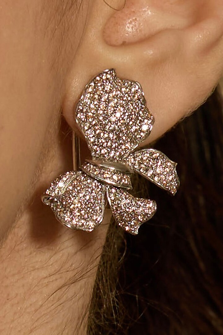 Silver Plated Champagne Stone Handcrafted Stud Earrings by Opalina at Pernia's Pop Up Shop