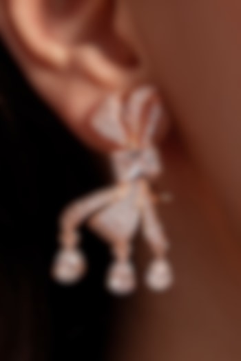 Rose Gold Plated Diamond Handcrafted Stud Earrings by Opalina at Pernia's Pop Up Shop