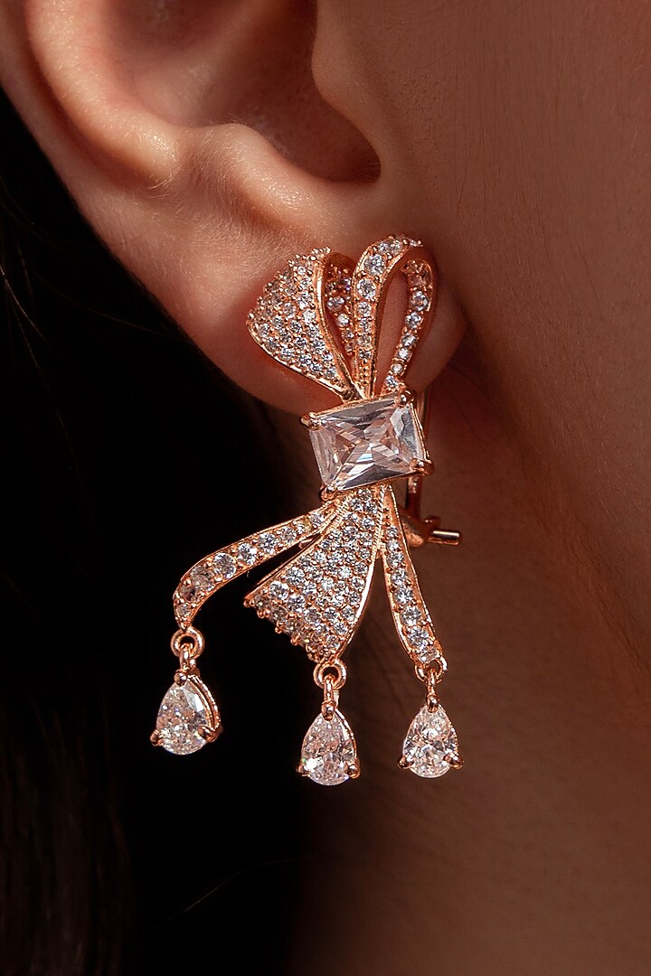 Rose Gold Plated Diamond Handcrafted Stud Earrings by Opalina at Pernia's Pop Up Shop