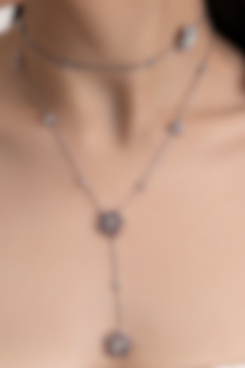 Silver Plated Pink Ruby Stone Layered Pendant Necklace by Opalina at Pernia's Pop Up Shop