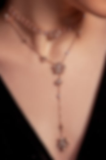 Rose Gold Plated White Stone Floral Pendant Necklace by Opalina at Pernia's Pop Up Shop