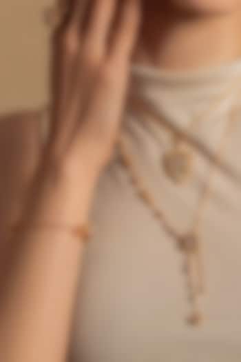 Gold Plated White Stone Floral Handcrafted Pendant Necklace by Opalina at Pernia's Pop Up Shop