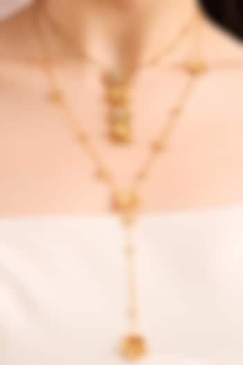 Gold Plated White Stone Floral Pendant Necklace by Opalina at Pernia's Pop Up Shop