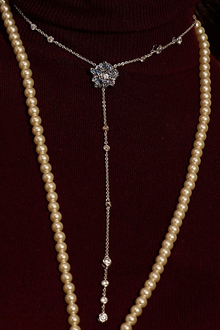 Silver Plated Blue Sapphire Stone Handcrafted Necklace by Opalina at Pernia's Pop Up Shop