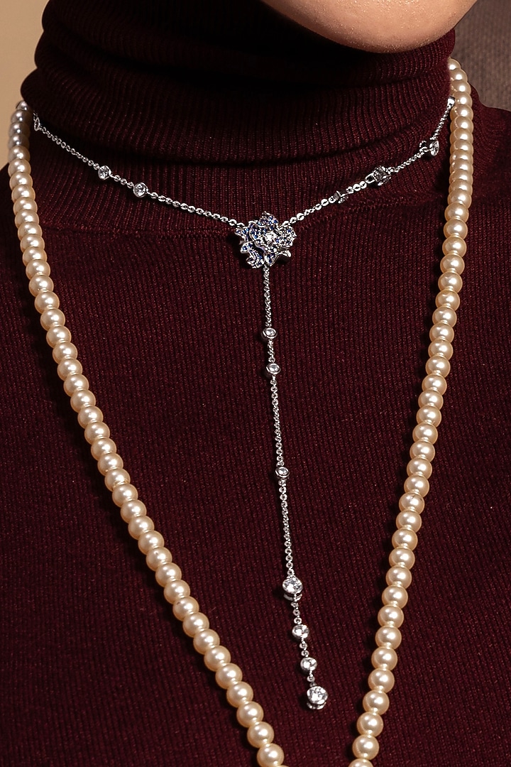 Silver Plated Blue Sapphire Stone Handcrafted Necklace by Opalina at Pernia's Pop Up Shop