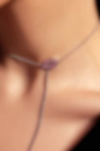 Silver Plated Pink Ruby Stone Handcrafted Long Necklace by Opalina at Pernia's Pop Up Shop