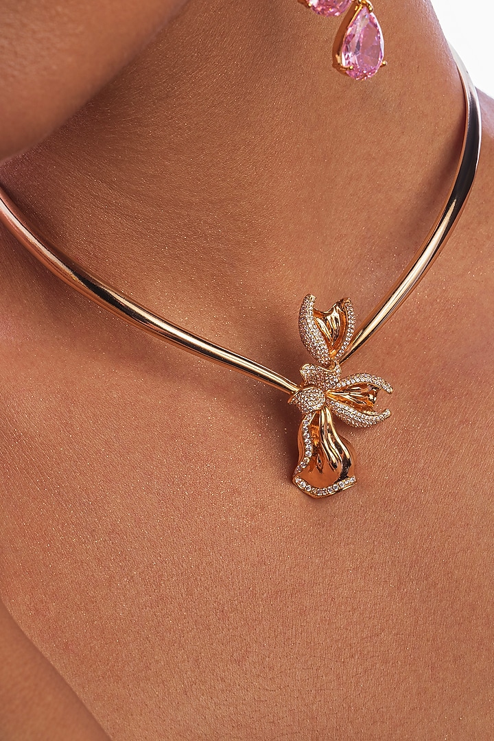 Gold Plated Diamond Floral Handcrafted Necklace by Opalina at Pernia's Pop Up Shop