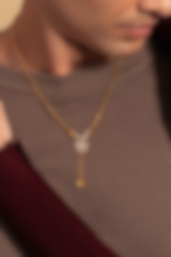 Gold Plated White Stone Handcrafted Pendant Necklace by Opalina at Pernia's Pop Up Shop