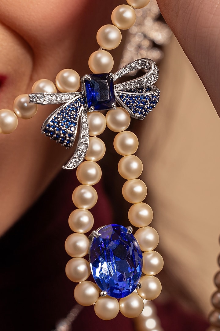 Silver Plated Swarovski Pearl Handcrafted Long Necklace by Opalina at Pernia's Pop Up Shop
