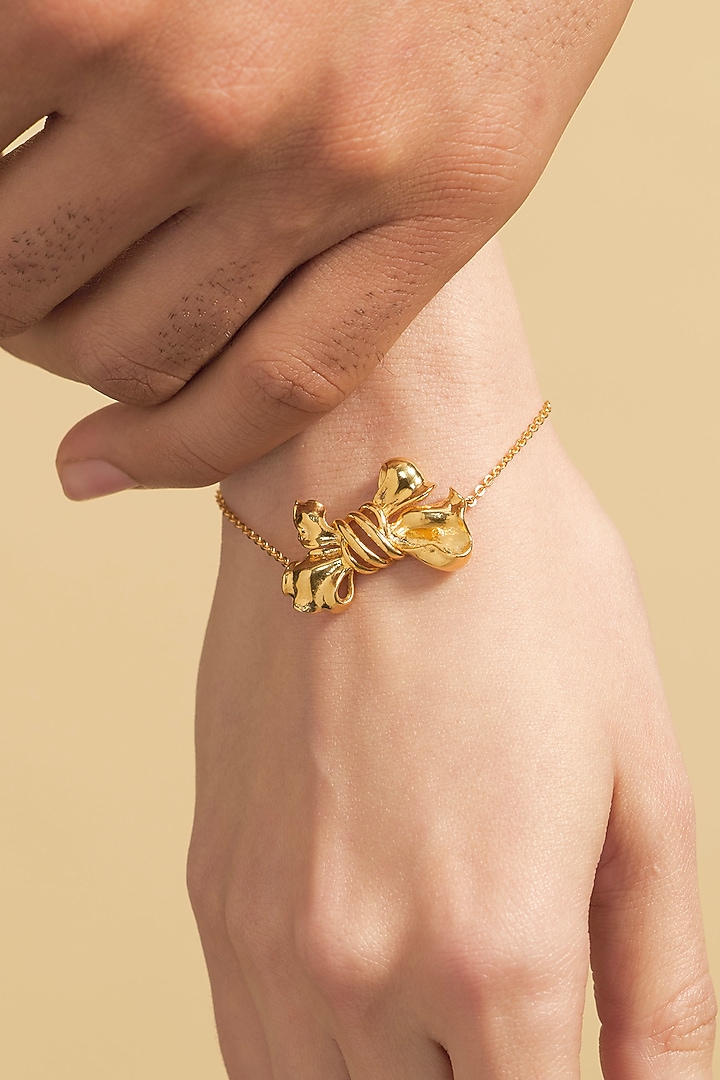 Gold Plated Handcrafted Bow Bracelet by Opalina at Pernia's Pop Up Shop