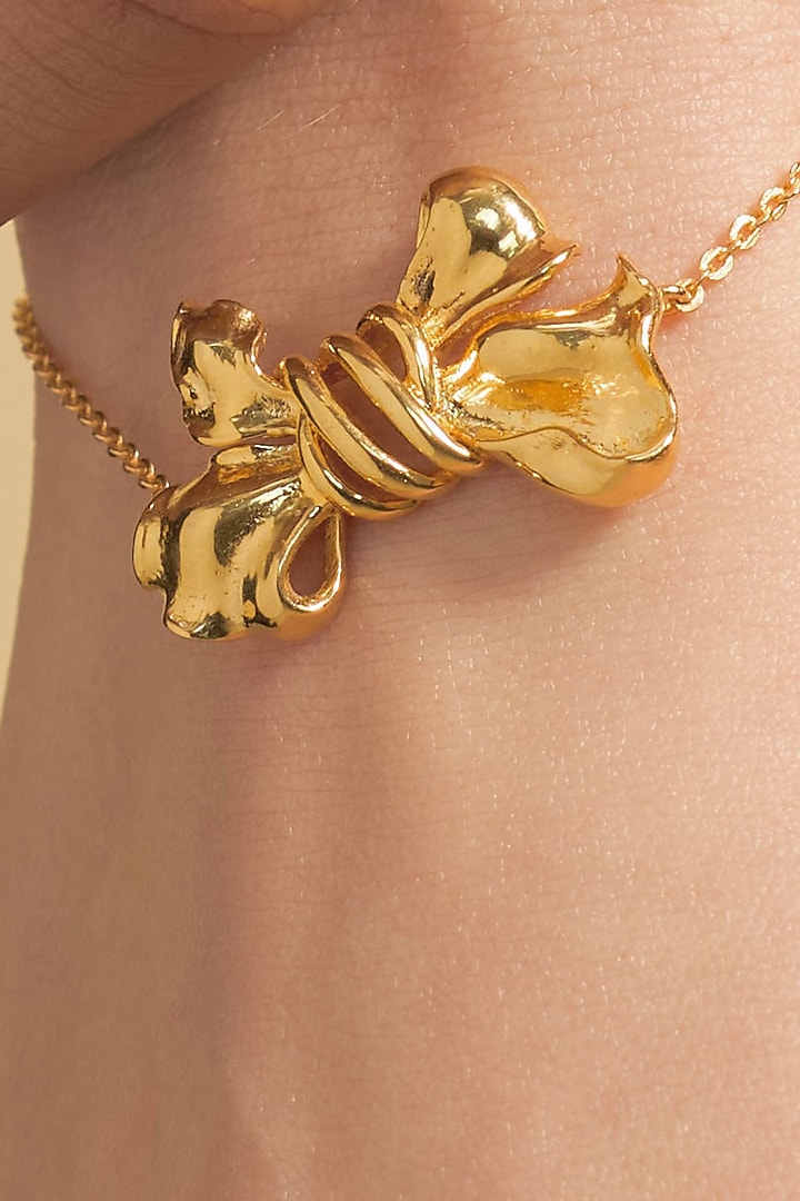 Gold Plated Handcrafted Bow Bracelet by Opalina at Pernia's Pop Up Shop