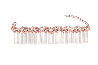 Rose Gold Plated Swarovski Crystal & Pearl Bracelet by Opalina