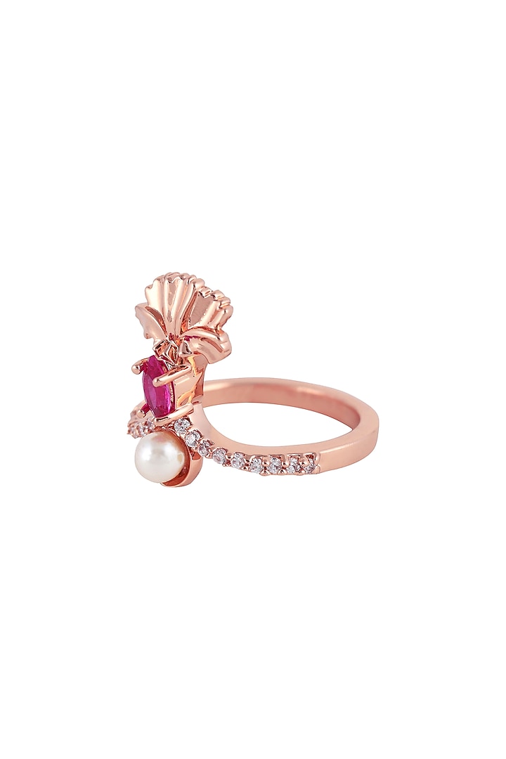Rose Gold Plated Swarovski Crystal Engraved Ring by Opalina at Pernia's Pop Up Shop