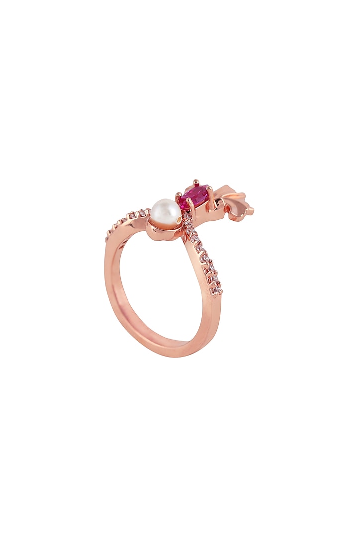 Rose Gold Plated Swarovski Crystal Engraved Ring by Opalina at Pernia's Pop Up Shop